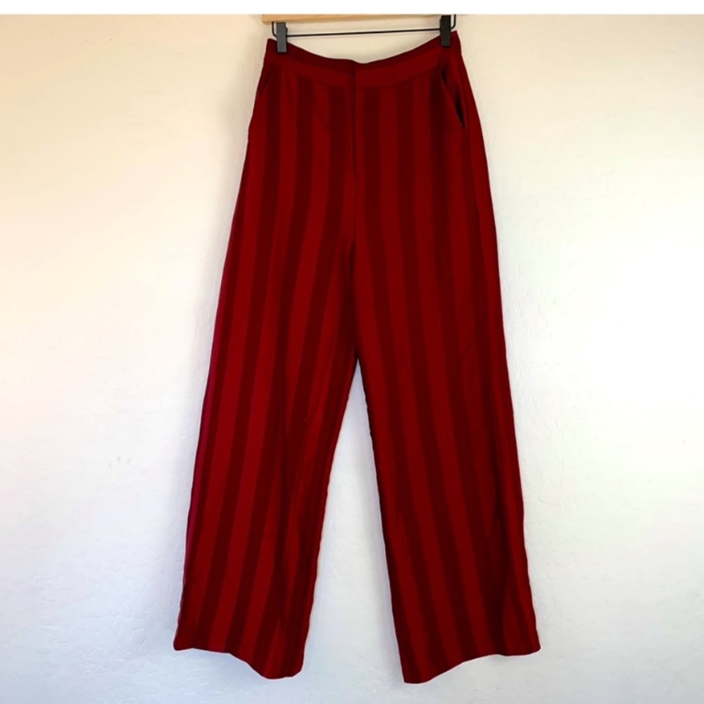 Endless Rose Wide Leg Burgundy Striped Pants Size Medium